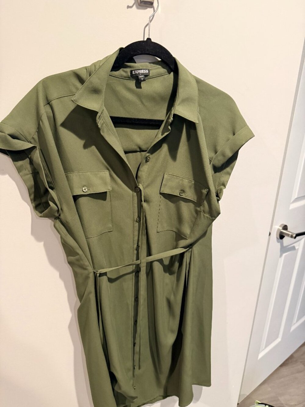 Green Tie Waist Dress